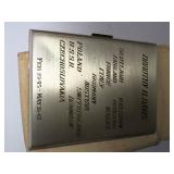 Engraved WWII Era Metal Cigarette Case and Quartz Alarm Clock with History Card