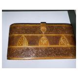 Vintage Embossed Leather Wallet with Mirror and Pockets