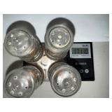 Set of 4 Vintage Glass and Sterling Silver Salt and Pepper Shakers