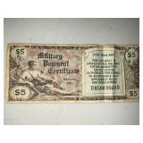 2 Vintage Military Payment Certificates $1 and $5 Series 481 and 692