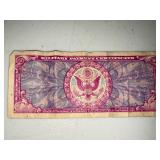 2 Vintage Military Payment Certificates $1 and $5 Series 481 and 692