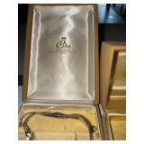 Ciro Bond Street Sterling Bracelet and Earrings Set with Green Stones in Box