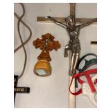 Collection of 7 Vintage Crucifixes and Rosaries Religious Crosses