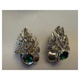 Ciro Bond Street Sterling Bracelet and Earrings Set with Green Stones in Box