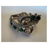 Ciro Bond Street Sterling Bracelet and Earrings Set with Green Stones in Box
