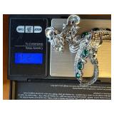 Ciro Bond Street Sterling Bracelet and Earrings Set with Green Stones in Box