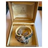 Ciro Bond Street Sterling Bracelet and Earrings Set with Green Stones in Box