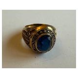 Vintage College of St. Thomas 10K Gold Class Ring with Blue Stone, 13.8g