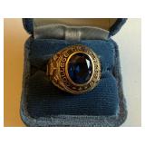 Vintage College of St. Thomas 10K Gold Class Ring with Blue Stone, 13.8g