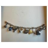 Vintage Sterling Silver and Gold Tone Charm Bracelet with Landmark and Animal Charms, 45.7g