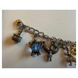 Vintage Sterling Silver and Gold Tone Charm Bracelet with Landmark and Animal Charms, 45.7g