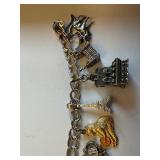 Vintage Sterling Silver and Gold Tone Charm Bracelet with Landmark and Animal Charms, 45.7g