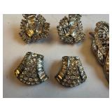 Set of 6 Vintage Rhinestone Dress Clips and Brooches
