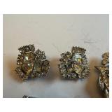 Set of 6 Vintage Rhinestone Dress Clips and Brooches