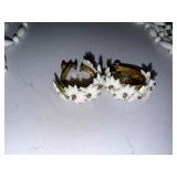 Vintage White Beaded Necklace and Floral Screw-Back Clip Earrings Set