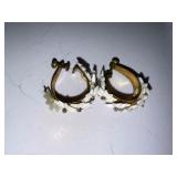 Vintage White Beaded Necklace and Floral Screw-Back Clip Earrings Set