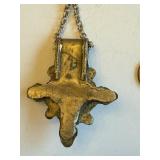 Vintage Enameled Metal Cross Pendant Necklace with Chain