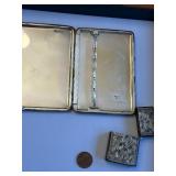 Engraved 950 Sterling Silver Cigarette Case and Lighter Set