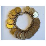Vintage Taiwan Coin Charm Bracelet, 56g