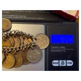 Vintage Taiwan Coin Charm Bracelet, 56g