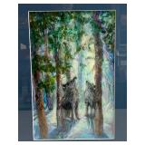 North Shore Anna Hess Framed Wolf Art Painting in Forest Scene