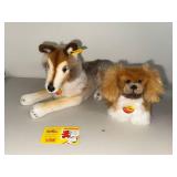 Vintage Steiff Collie and Pekinese Plush Toys Set