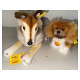 Vintage Steiff Collie and Pekinese Plush Toys Set