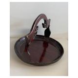 Antique 19th Century Nan Wood Sewing Tray with Carved Handle