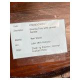 Antique 19th Century Nan Wood Sewing Tray with Carved Handle