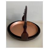 Antique 19th Century Nan Wood Sewing Tray with Carved Handle