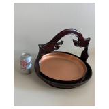 Antique 19th Century Nan Wood Sewing Tray with Carved Handle