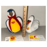 Steiff Plush Parrot & Swan Set - Collectible Original