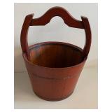 Vintage Wooden Bucket with Handle Rustic Decor