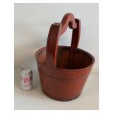Vintage Wooden Bucket with Handle Rustic Decor