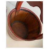 Vintage Wooden Bucket with Handle Rustic Decor