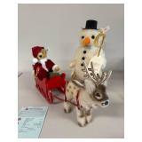 Steiff Christmas Plush Set: Santa, Snowman, Reindeer