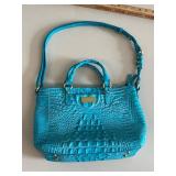 Brahmin Blue Crocodile Embossed Leather Handbag