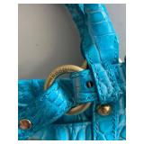Brahmin Blue Crocodile Embossed Leather Handbag