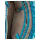 Brahmin Blue Crocodile Embossed Leather Handbag