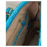 Brahmin Blue Crocodile Embossed Leather Handbag