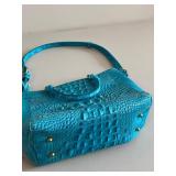 Brahmin Blue Crocodile Embossed Leather Handbag