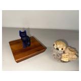 Mosser Glass Cat & Bird Figurines Set