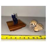 Mosser Glass Cat & Bird Figurines Set