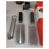 Collection of Kitchen Tools, Graters, Roasting Accessories, and Cookware