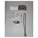 Vintage 1940s Coin Dispenser, Brass Ashtray, U.S. Marine Corps Card Case, and Accessories