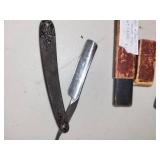 Vintage Shaving and Shoe Care Lot with Straight Razor, Safety Razor, Brushes, and Accessories