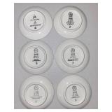 Set of 6 Danish Blue and White Porcelain Collector Plates, 3.5 Inch