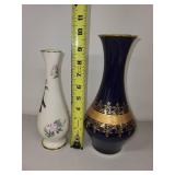 Lenox Fine China Serenade Bud Vase and Echt Cobalt Bavaria Vase Set