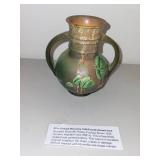 Roseville Pottery 1938 Fuschia Brown Handled Vase #891-6