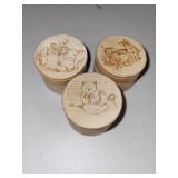 Set of 3 Edith Collector Porcelain Eggs with Hand-Painted Animal Designs and Wooden Boxes